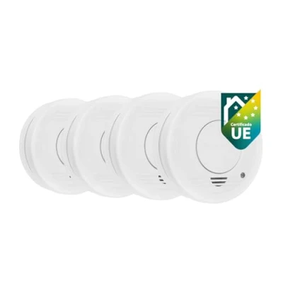 Imagen de Smartwares Juego de 4 detectores Humo Sensor óptico 10 años Vida Botón Prueba 85 DB 10.100.41