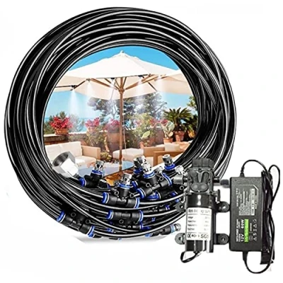 Imagen de Kit de Sistema Enfriamiento por Nebulización con Bomba, Nebulizacion para Exteriores Terrazas Jardín Patio, Kits Riego Goteo Césped, Flor, Invernadero (Size : 15m/49.2ft)