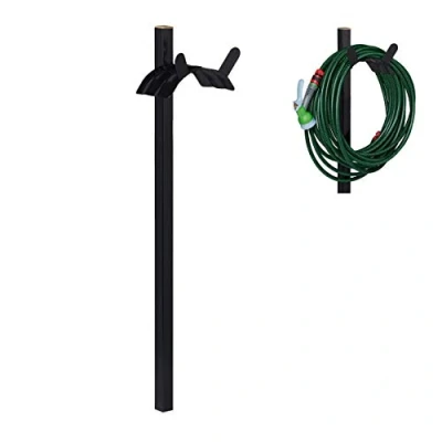 Imagen de Relaxdays Enrollador de Manguera pie, para jardín, Alto, 61m, Carrete, Acero, 107,5 x 25 18 cm, 1 Ud., Negro
