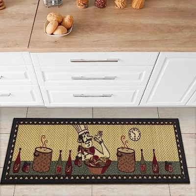 Imagen de Ottomanson STK3022 20X59 Alfombra de Cocina, Nailon, Beige, 50cm x 150cm