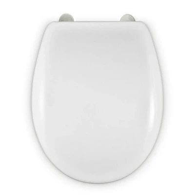 Imagen de TAPA WC COMPATIBLE FORMA O ASIENTO INODORO ESTÁNDAR UNIVERSAL BISAGRA INOX AJUSTABLE Y EXTRAÍBLE FÁCIL INSTALACIÓN LIMPIEZA ULTRA RESISTENTE 43 x 36 5,5 cm