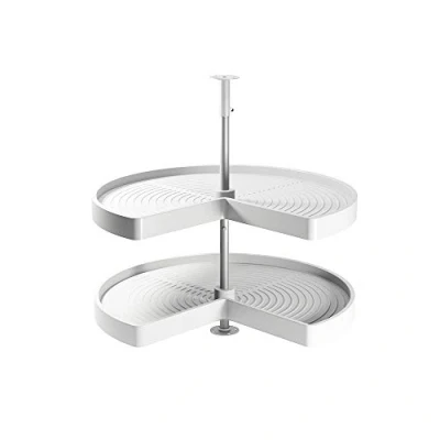 Imagen de Emuca Kit de bandejas giratorias para mueble cocina esquinero, 3/4 Ø810mm modulo 900mm, blanco