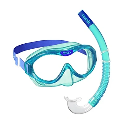 Imagen de Máscara y Tubo Niños Mares Aquazone Combo Vento Dilly, Conjunto de Snorkel Niños, Unisex, Azul/Agua