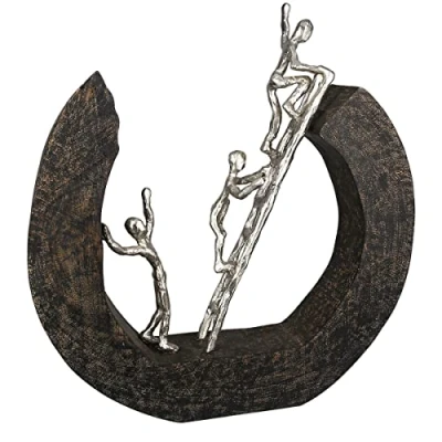 Imagen de Casablanca Escultura Decorativa Moderna de Aluminio y Madera, Color: Plata Natural, Altura 32 cm