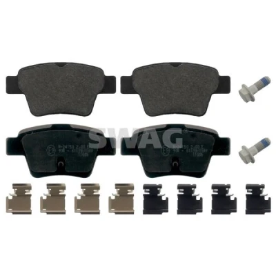 Imagen de SWAG 62 91 6813 Juego de pastillas freno Eje trasero con material fijación PEUGEOT: 207 Hatchback, 307 SW