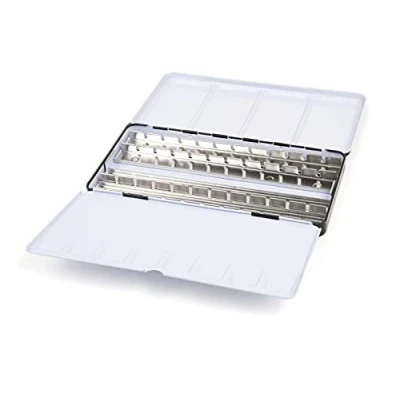 Imagen de Honsell Caja vacía de Acuarela Metal para 48 mitades o 24 Cuencos llenos con Paleta Mezcla y Anillo el Pulgar