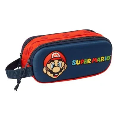 Imagen de Super Mario 3D Portatodo Doble 3D, Estuche Infantil, Niño, Ideal para Niños en Edad Escolar, Cómodo y Versátil, Calidad Resistencia, 21x6x8 cm