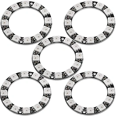 Imagen de AZDelivery 5 x RGB LED Ring 5V compatible con WS2812B 12 bit 38mm Arduino E Book Incluido!