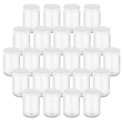 Imagen de gouveo Juego de 24 tarros conservas redondos 350 ml con tapa rosca blanca almacenamiento cierre cristal para y