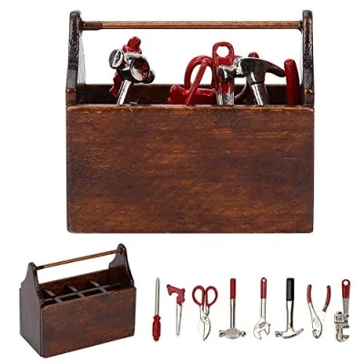 Imagen de Zerodis Caja de Herramientas en Miniatura la casa muñecas, 1:12 Accesorios muñecas Mini Madera Modelo Simulación