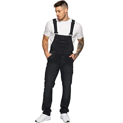 Imagen de Enzo EZD390 Ven Denim Dungarees Overol, Black, 32 para Hombre