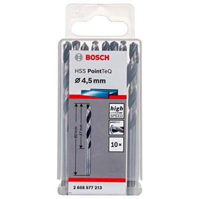 Imagen de Bosch Professional 10 brocas helicoidales HSS PointTeQ (para metal, 4,5 x 47 80 mm, accesorio de taladro), Talla, Diámetro 4.5 mm