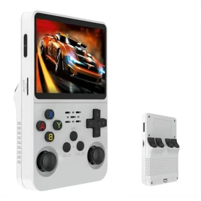 Imagen de R36S consola de videojuegos mano retro, pantalla IPS 3.5 pulgadas, tarjeta TF 64 g, más 10.000 juegos, juegos con sistema Linux código abierto (blanco)