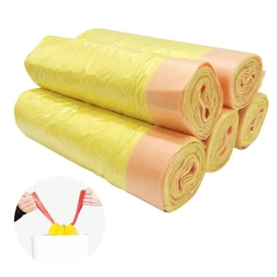 Imagen de Newaner Bolsas Basura 20L, de 50x45cm con Cordón 75 Piezas, Bolsa Gruesas Resistentes Al Desgarro para El Hogar y La Oficina, Herméticas a Los Líquidos, Amarillas