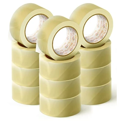 Imagen de OFITURIA Cinta Adhesiva de Embalar Transparente para Embalaje Cajas Cartón Envíos y Mudanzas. Precinto Empaquetados Seguros Resistentes (48 cms x 60 mts Transparente, 12 Rollos)