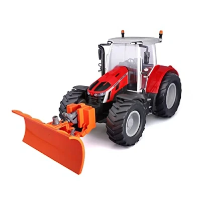 Imagen de Maisto Tech R/C Massey Ferguson 5S.145 Tractor teledirigido con luz y quitanieves Desmontable, Controlador de Palo, a Partir 8 años, Rojo (582724)