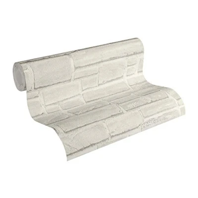 Imagen de A.S. Création Papel pintado Efecto Piedra Elements tejido no 10.05 m x 0.53 Blanco Gris Fabricado en Alemania 662316 6623 16