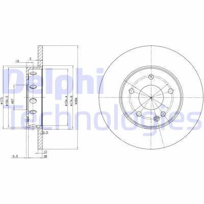 Imagen de DELPHI BG2769 Disco de freno 284 12 5 macizo aceitado sin procesar cojinete rueda, anillo sensor ABS MERCEDES BENZ: Clase C Berlina