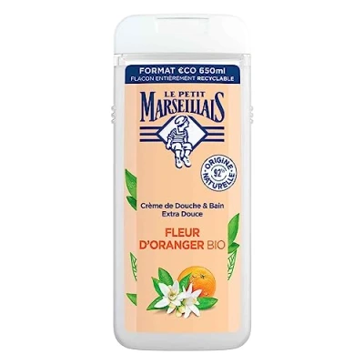 Imagen de Le Petit Marseillais Gel de Ducha Corporal Extra Suave, Flor Azahar BIO, Hidratación y Nutrición para Piel Sensible, con Ingredientes Naturales Envase Reciclable Recargable