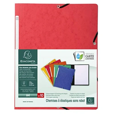 Imagen de Exacompta 55415E Pack de 10 carpetas con goma, color rojo