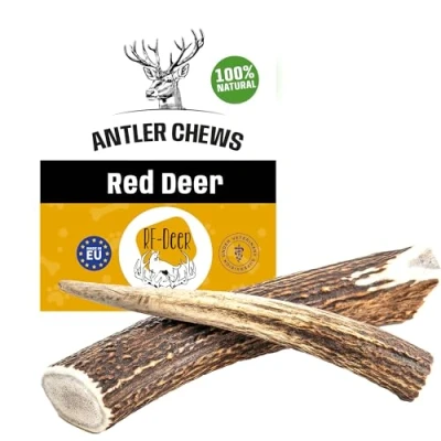 Imagen de RF Deer Asta de Ciervo para Perro Talla L (71 120 g) Juguete Que Anda y Ladra Mordedores Huesos allá Perros, Grandes Pequeños Versión Hard 14 16 cm