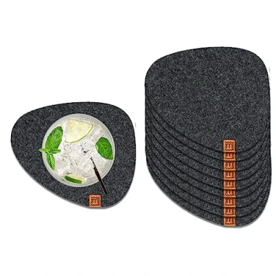 Imagen de Miqio® posavasos de fieltro diseño Stone para vasos, sostenibles Öko Tex, 10 bebidas, velas, tazas, bares, decoración mesa
