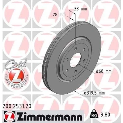 Imagen de ZIMMERMANN COAT Z 200.2531.20 Disco de freno 320 28 6/6 6 114 ventilación interna revestido NISSAN: Pathfinder 3, NP300 Navara Pick up, up