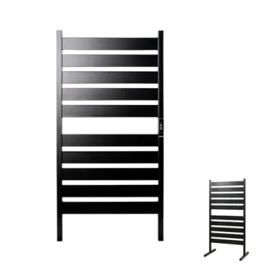 Imagen de Radiador eléctrico de toallas, toallero, calentador pie o pared, temperatura 55ºC, gran tamaño 10 varillas, temporizador 260 W, negro