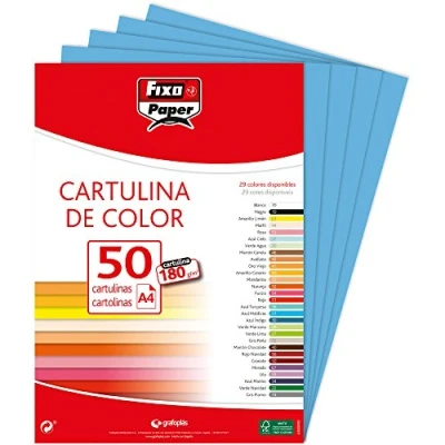 Imagen de FIXO Paper 11110331 Paquete de 50 cartulinas A4 cartulina color azul claro, 180g