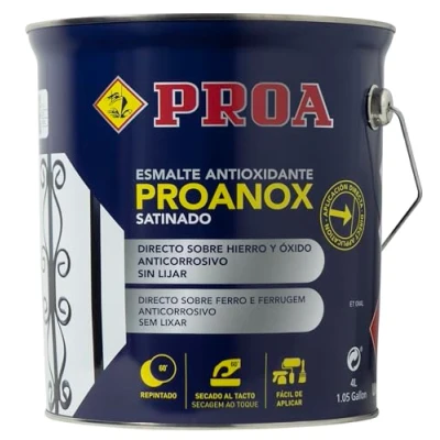 Imagen de Esmalte antioxidante directo sobre óxido. SATINADO. Marrón RAL 8016. 4 L. Pintar hierro y óxido sin necesidad de imprimación. PROANOX.