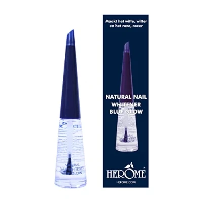 Imagen de Herome Blanqueador de Uñas Blue Glow 10ml Manicura Francesa en 1 Paso, PintaUñas Blanqueador, Difumina las Manchas, más Blancas, con un Toque Azul Brillante