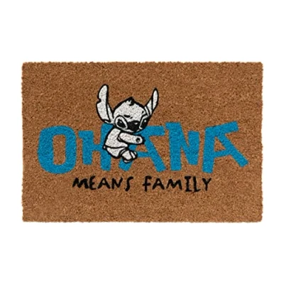 Imagen de Grupo Erik Felpudo Disney Stitch Ohana Entrada casa Originales 40 x 60 cm Alfombra Exterior Antideslizante Fabricado en Fibra de Coco Productos con Licencia Oficial