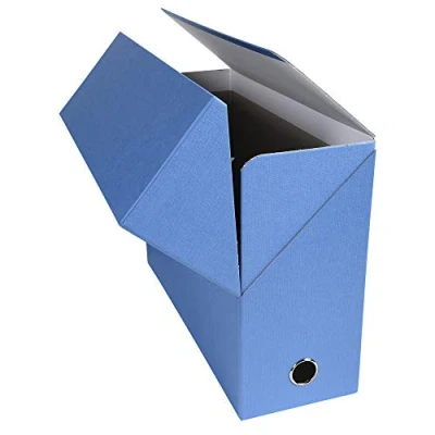 Imagen de Exacompta 89422E Caja archivadora forrada con papel entelado, lomo de 12 cm, color azul claro
