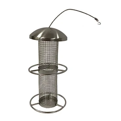Imagen de Dehner Natura Domestico Comedero para Aves Silvestres (Aprox. 28 x 14 cm, Acero Inoxidable), Color Plateado