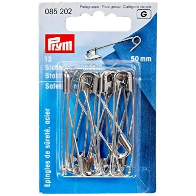 Imagen de Prym Alfileres de Seguridad con Bobina, Color Plateado, Acero aleado, 50 mm, silberfarbig, Stück, KTE