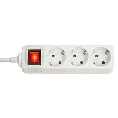 Imagen de Lindy 73101 Regleta de 3 enchufes con interruptor encendido y apagado, color blanco