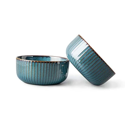 Imagen de CSYY cuencos de cereales grandes, ramen porcelana azul 1000 ml, ensalada, para sopa, postre, fideos (paquete 2)