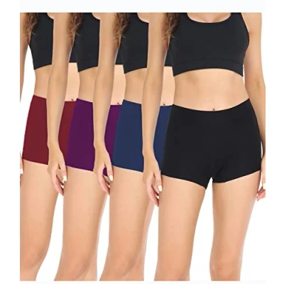 Imagen de wirarpa Bragas Pantalónes Cortos Mujer Culotte Shorts Braguitas Boxer Algodon con Entrepierna Algodón Pack de 4 Negro/Azul Oscuro/Púrpura Oscuro/Rojo Oscuro Talla 3XL