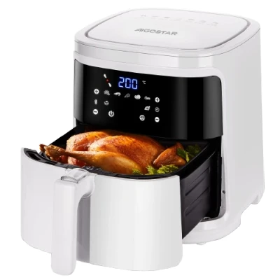 Imagen de Aigostar White Cube, freidora de aire 7L 1900W, sin aceite 7 en 1, funciones preestablecidas con pantalla LED, cesta antiadherente extraíble, mantenimiento del calor, 20 recetas BPA