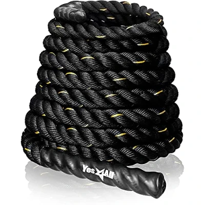 Imagen de Yes4All EJ7F cuerda de batalla 3.8/2 pulgadas diámetro Poly Dacron 9.1, 12.2, entrenamiento 50 pies longitud