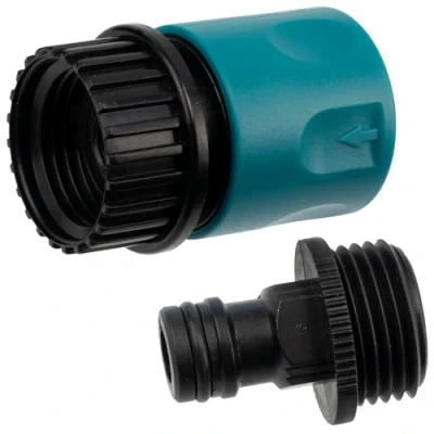 Imagen de AERZETIX C77197 Juego Kit de Conector Adaptador rápido para atornillar 3/4&#039;&#039; Rosca Hembra + Racor Nariz Grifo Macho 3/4&quot; Manguera jardín en plástico