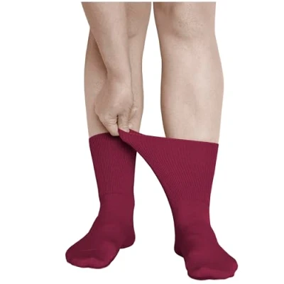 Imagen de vitsocks Calcetines Extra Anchos Diabéticos No Aprietan Mujer (3 PARES) Pies Hinchados, burdeos, 39 42