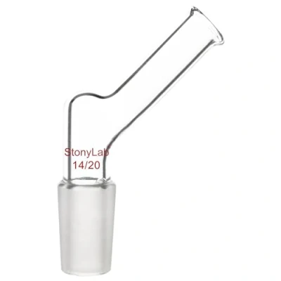 Imagen de stonylab Adaptador de Vidrio Angulado, Vertido Borosilicato con Líquido Articulación Interna Estándar 14/20 para Suministro Laboratorio