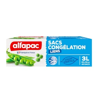 Imagen de ALFAPAC 40 bolsas de congelación con precinto Modelo mediano Abertura ancha Ecorresponsables Fabricadas en Francia