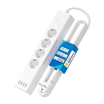 Imagen de Meross Regleta Inteligente, WiFi 16A con 4 Tomas y USB, Compatible Apple HomeKit, Alexa, Google Home, Control de Voz por App, Temporizador