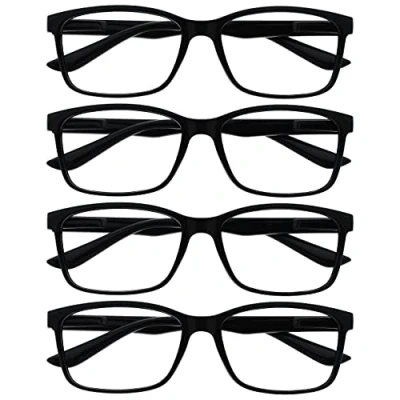 Imagen de The Reading Glasses Company Gafas De Lectura Negro Lectores Valor Pack 4 Grande Estilo Diseñador Hombres Bisagras Resorte Rrrr83 1 +2,00 Unidades 88 g