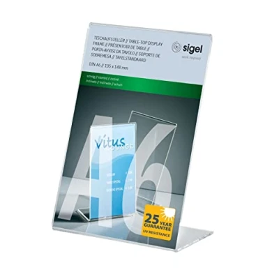 Imagen de Sigel TA214 Soporte de sobremesa, inclinado, acrilico resistente a UV, para A6, 1 unds