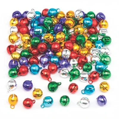 Imagen de Baker Ross Mini cascabeles de colores metálicos: suministros creativos arte y manualidades navideños para proyectos decoración niños (paquete 12), Multicolor