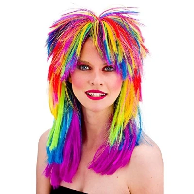 Imagen de Unisex 80&#039;s Retro del arco iris de la peluca