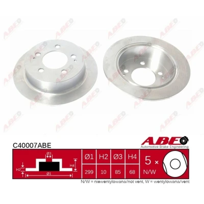 Imagen de ABE C40007ABE Disco de freno Eje trasero 298 10 5 macizo SSANGYONG: Kyron, ACTYON 1